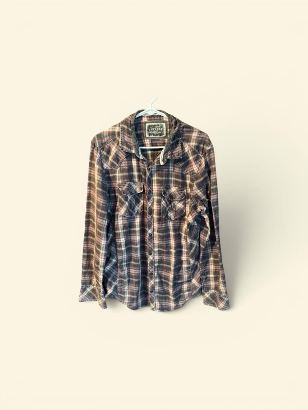 169–BKE Plaid Button-Down Shirt in Brown and Blue